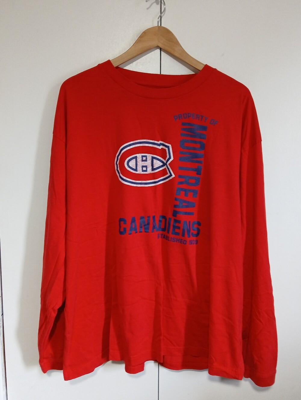 Montreal Canadiens Long Sleeve Shirt Red Graphic Tee Mens 2XL NHL